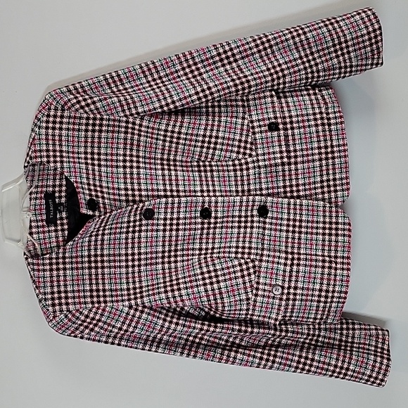 Talbots Wool Blend Pink Green Plaid blazer - Picture 1 of 9